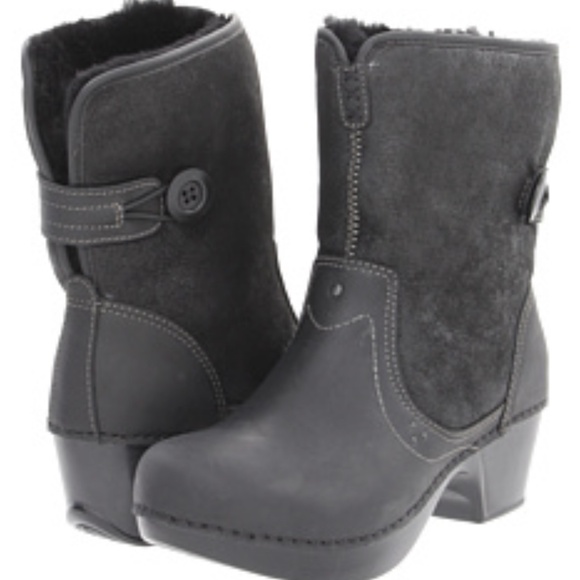 Dansko Harper Shearling Boots Black Oiled Leather Sheepskin Pull On 42 11 - Picture 2 of 12